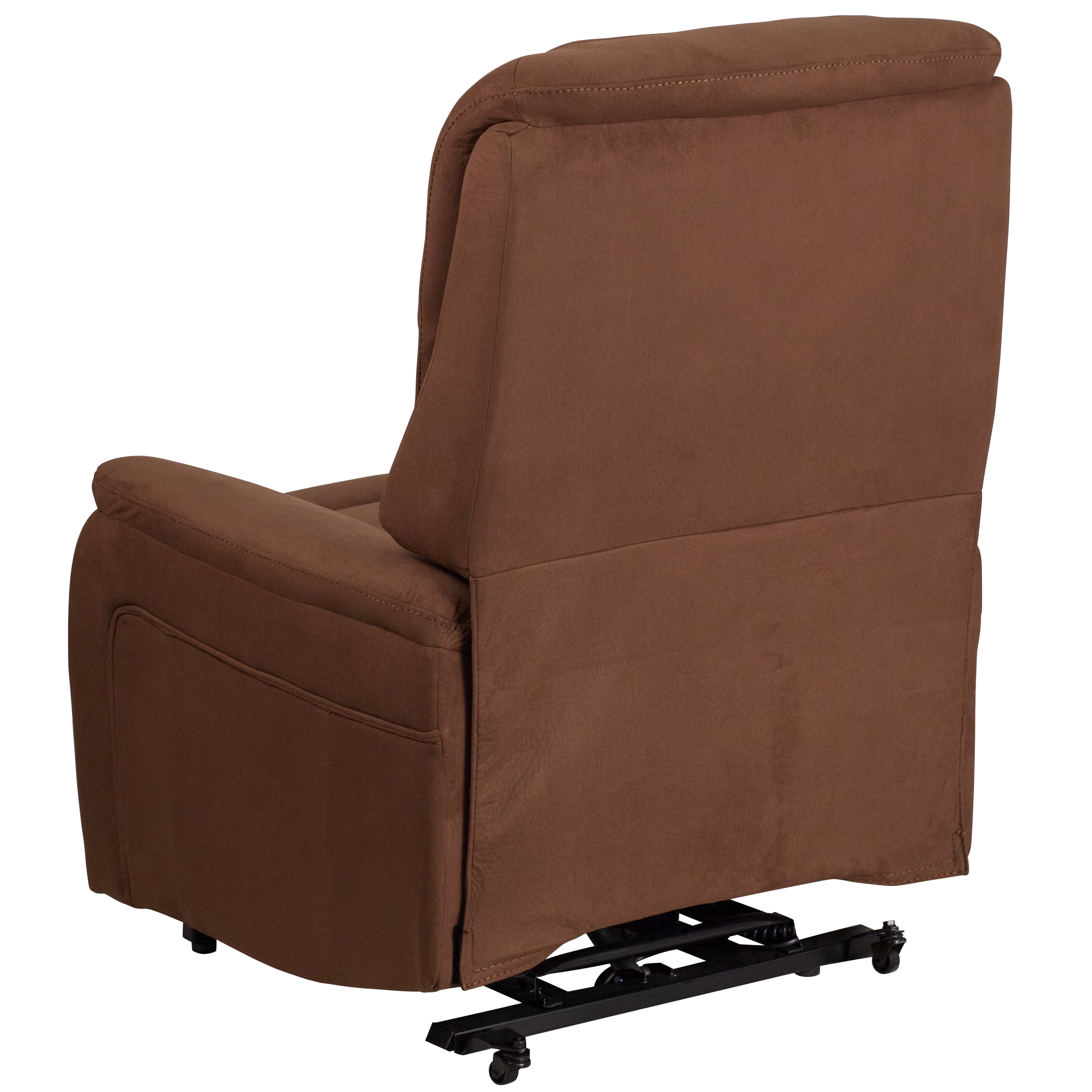 Emma + Oliver Brown Microfiber Remote Powered Lift Recliner for Elderly