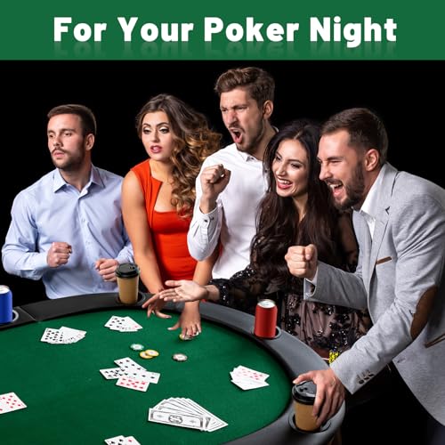 Leyndo 84" Tri Fold Folding Poker Padded Table Top with 10 Cupholders