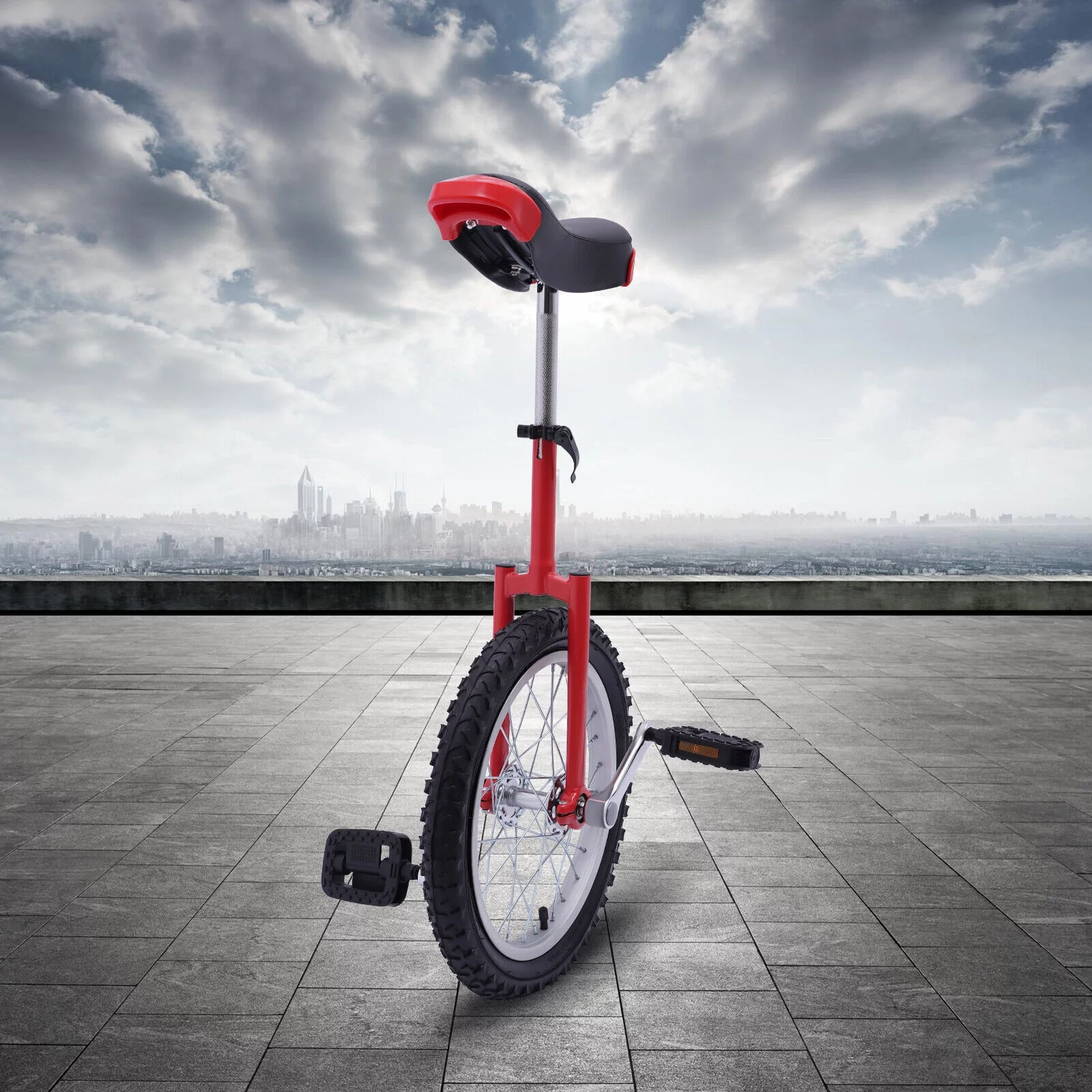 16 Wheel Unicycle with Steel Rim Unicycle One Wheel Bike with Adjustable Height for Adults Kids Beginner Fitness Exercise Balance Training, Skid-proof