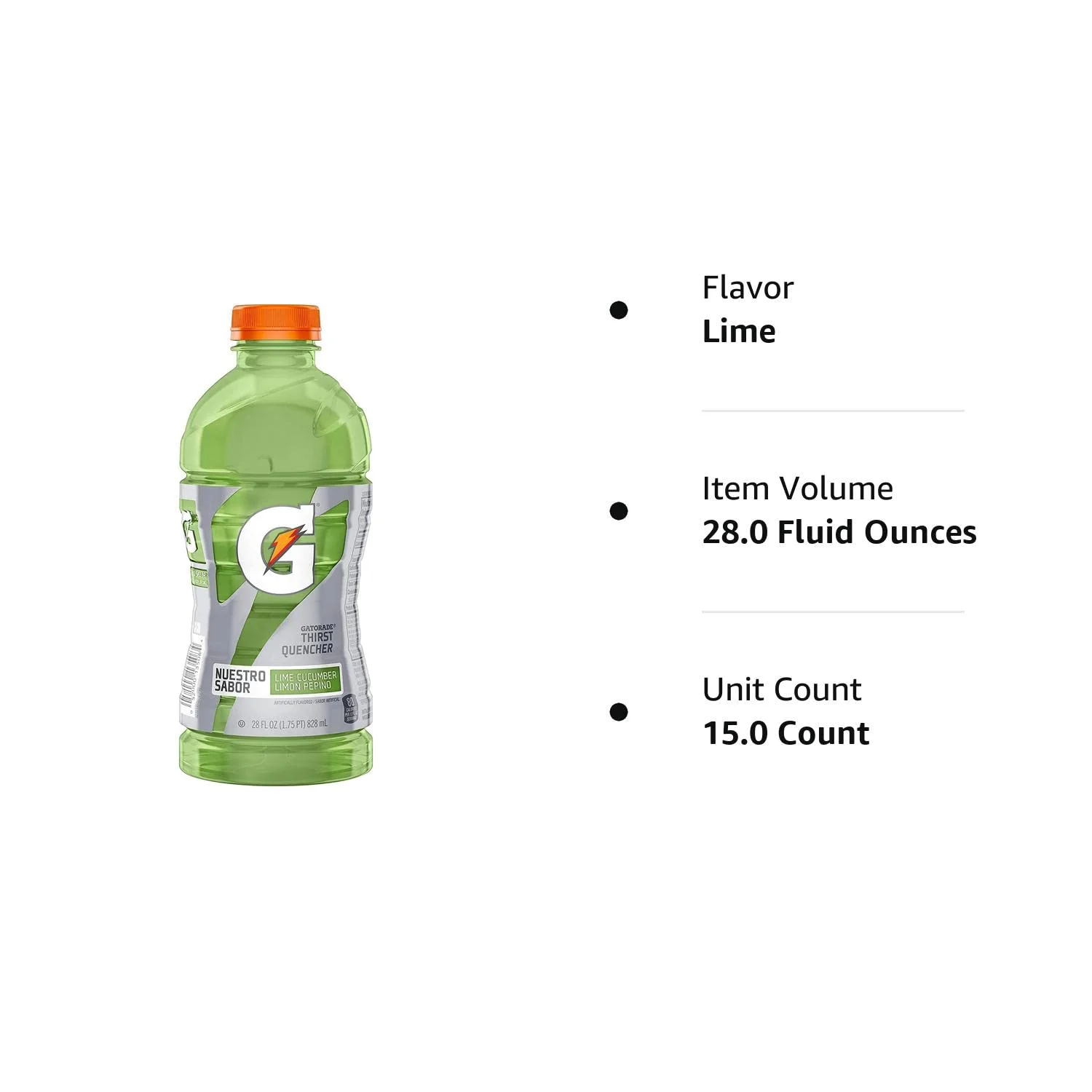 15 Units Gatorade Cucumber Lime, 28 oz