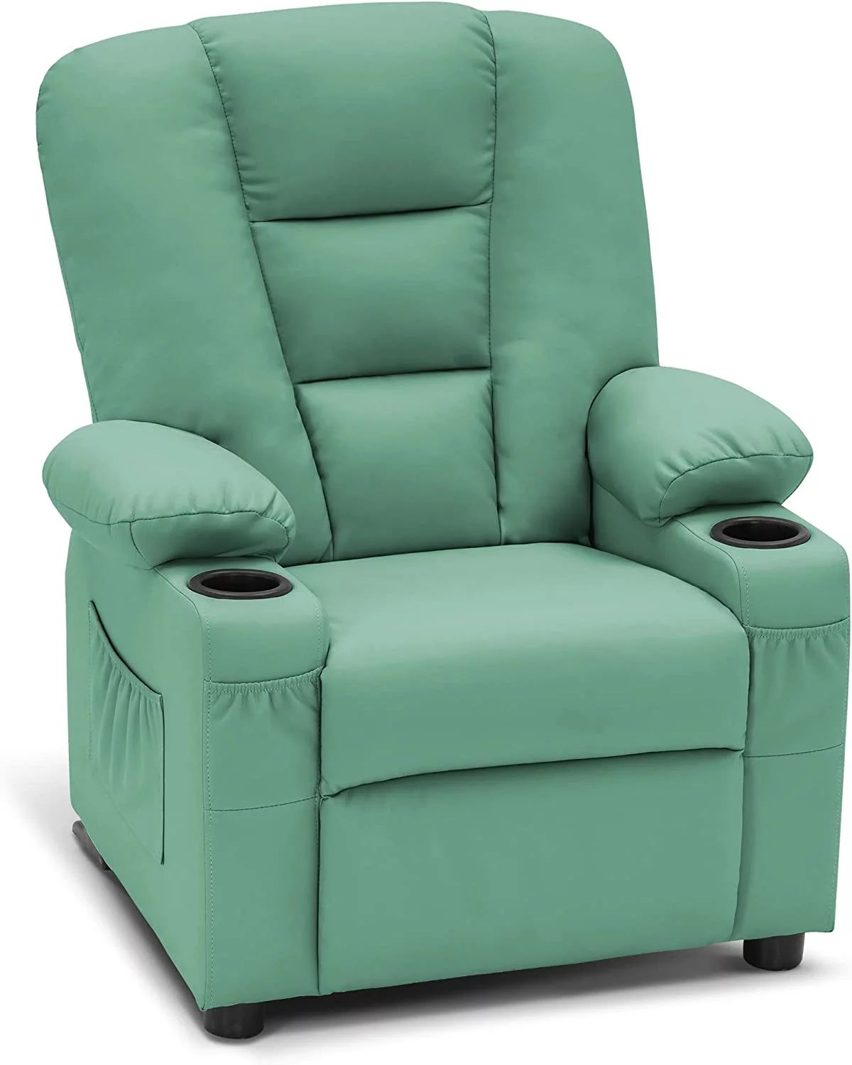 Big Kids Recliner Chair with Cup Holders for Toddler Boys and Girls, 2 Side Pockets, 3+ Age Group, Faux Leather 7322 (Violet)