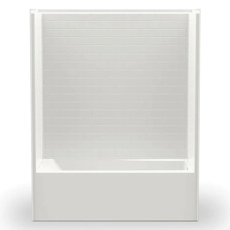 Tub and Shower Module 60 x 31-1/4 x 74-1/4 Inch AcrylX Right Hand Drain White 1 Piece Subway Tile