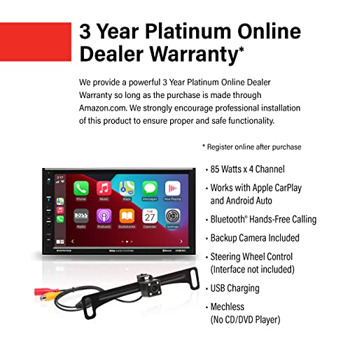 BOSS Audio Systems BCP62 Car Stereo - Apple CarPlay, Double Din, 6.2 Inch Capacitive Touchscreen, Bluetooth, No CD DVD Player, AM/FM Radio Receiver
