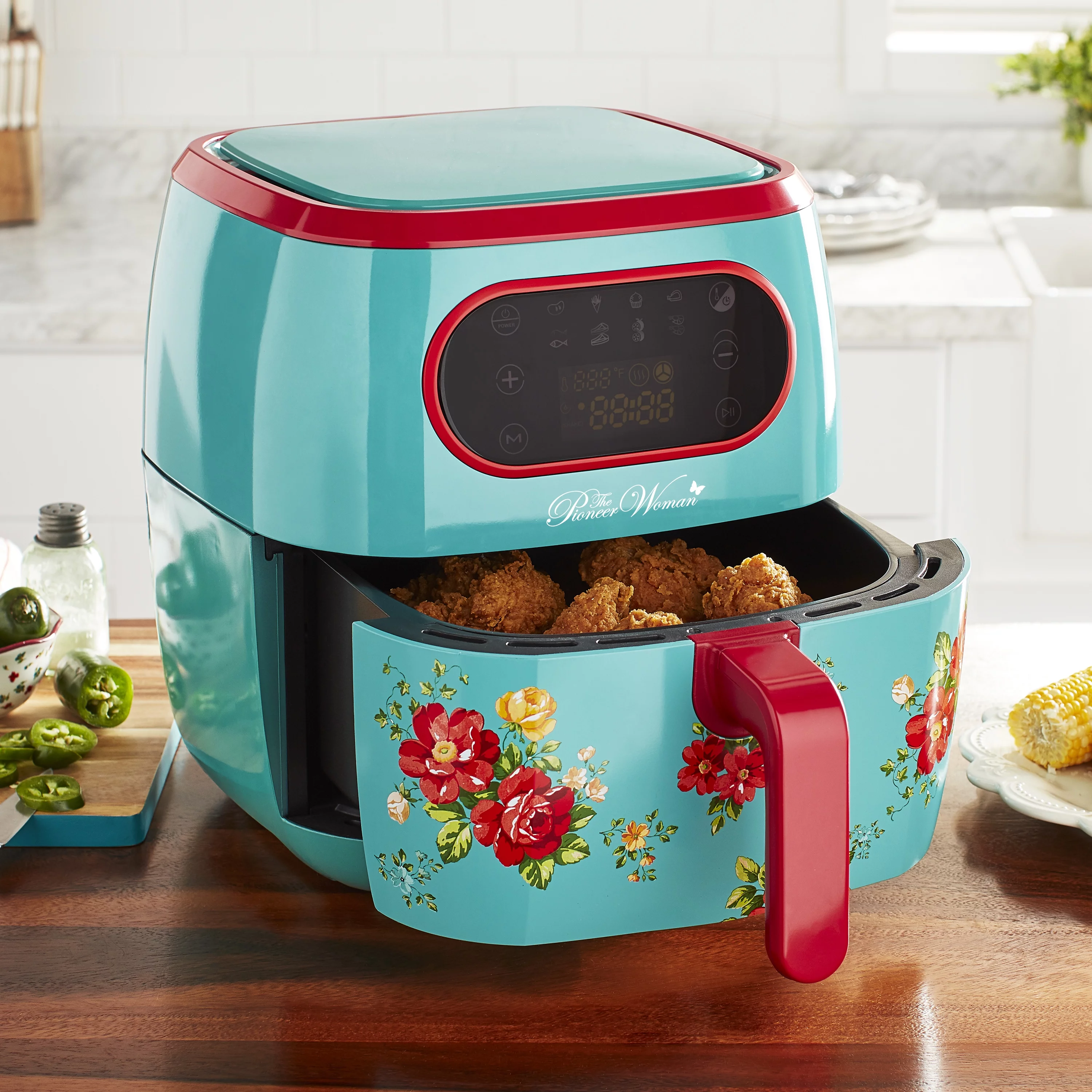 The Pioneer Woman Vintage Floral 6.3 Quart Air Fryer with LED Screen, 13.46, New