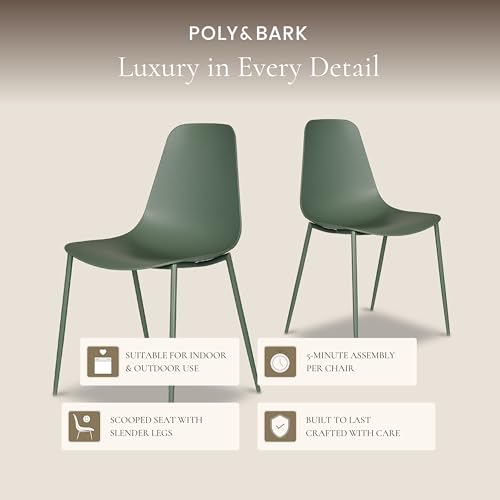 POLY & BARK Isla Modern Kitchen Chairs Set of 4 - Plastic Dining Chair with Metal Legs