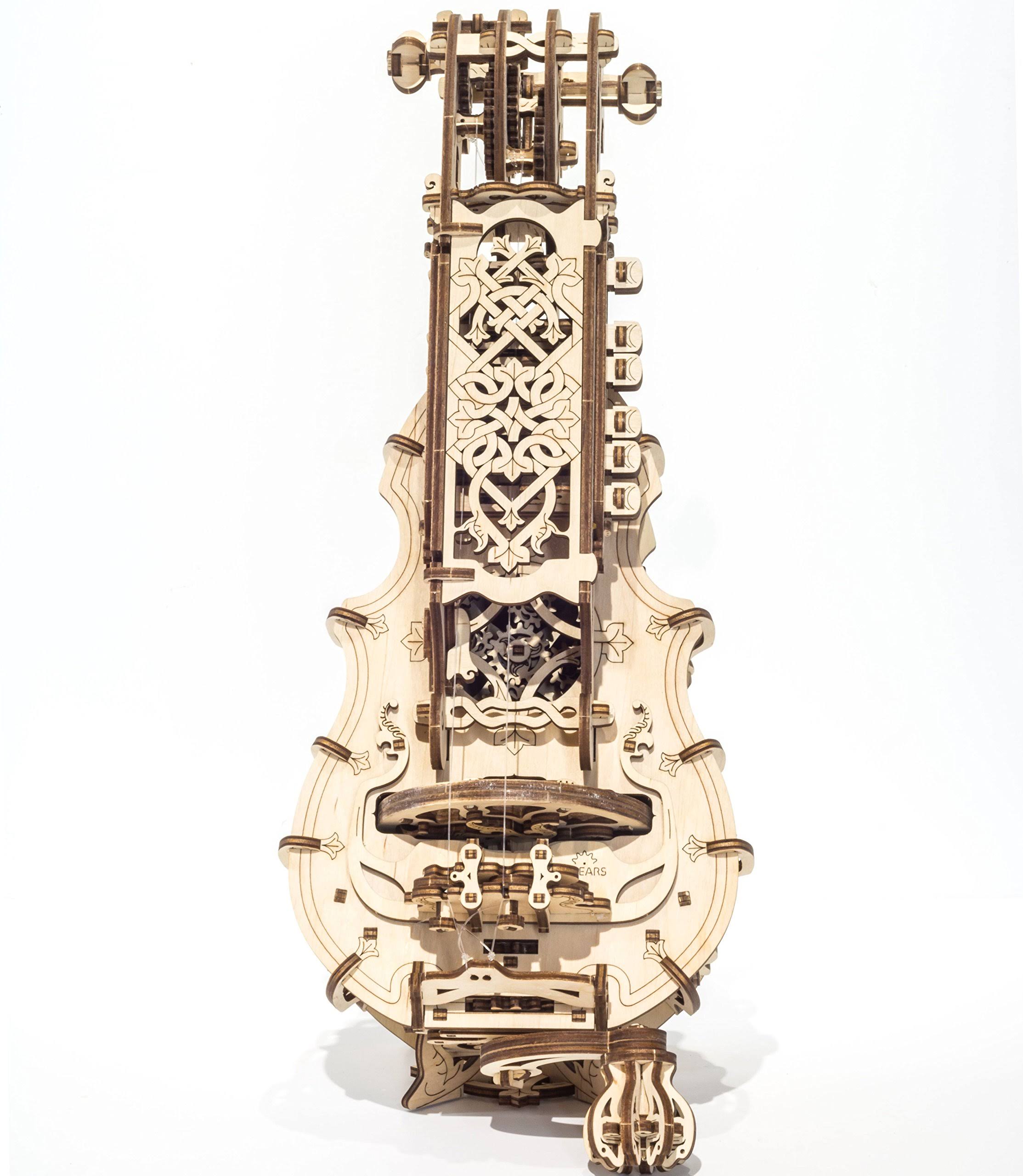 Ugears Hurdy-Gurdy 3D Puzzle, Wooden Musical Model, Brain Teaser, DIY Craft Set