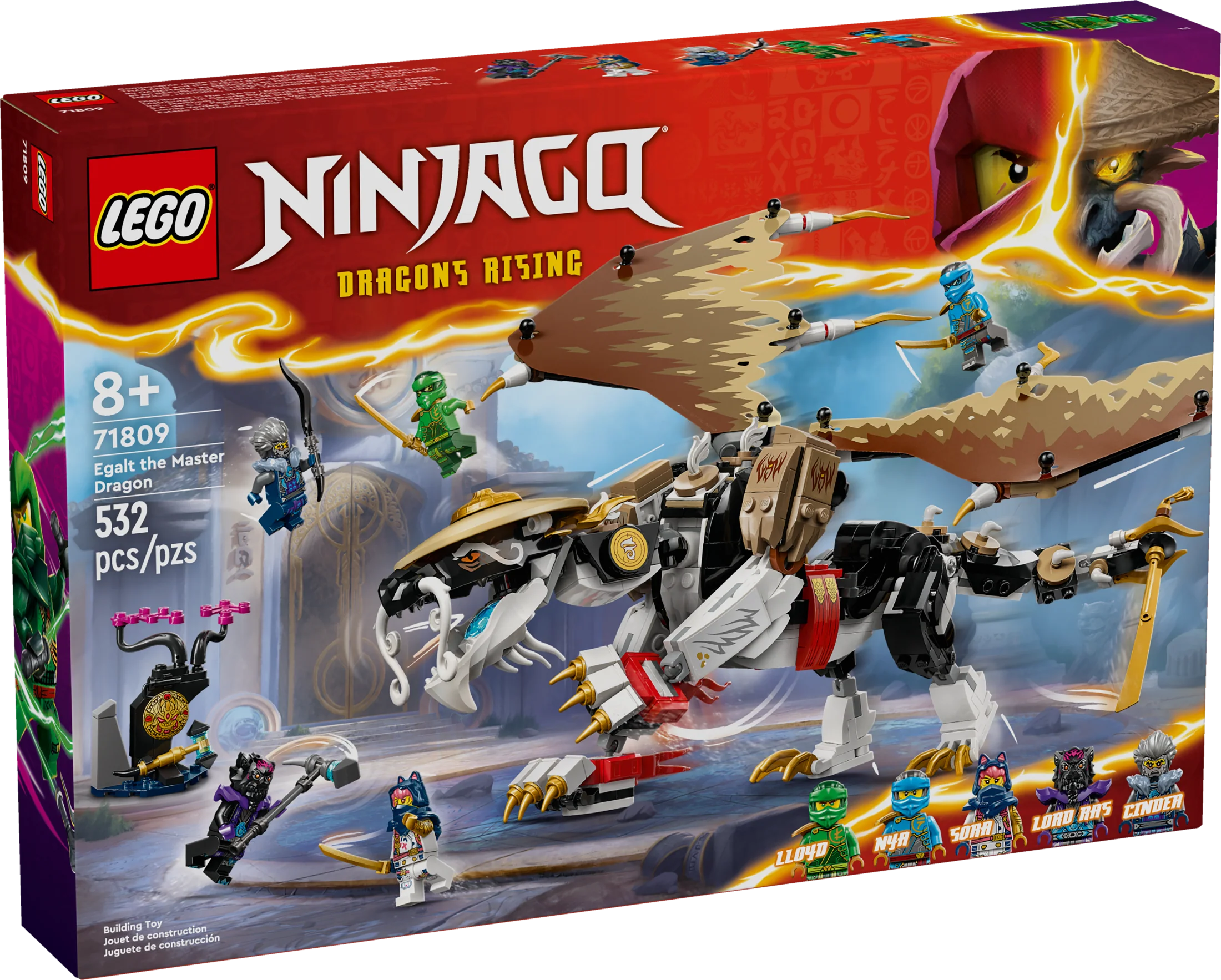 LEGO NINJAGO Egalt the Master Dragon Action Figure, Hero Toy Battle Set with 5 Ninja Minifigures for Group or Independent Play