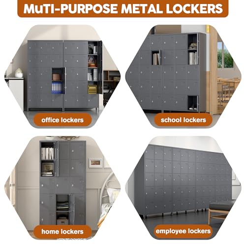 6 Door Metal Storage Locker 18 Hooks,Metal Locker for Employees with Lock for School Garage Office Gym Bedroom,Assembly Required
