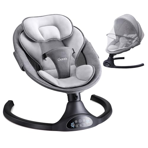 LAREX Baby Swing Infant Swing Electric Toddler Baby Rocker Portable for Newborn Boy Girl, 5 Sway Speeds with Remote Control