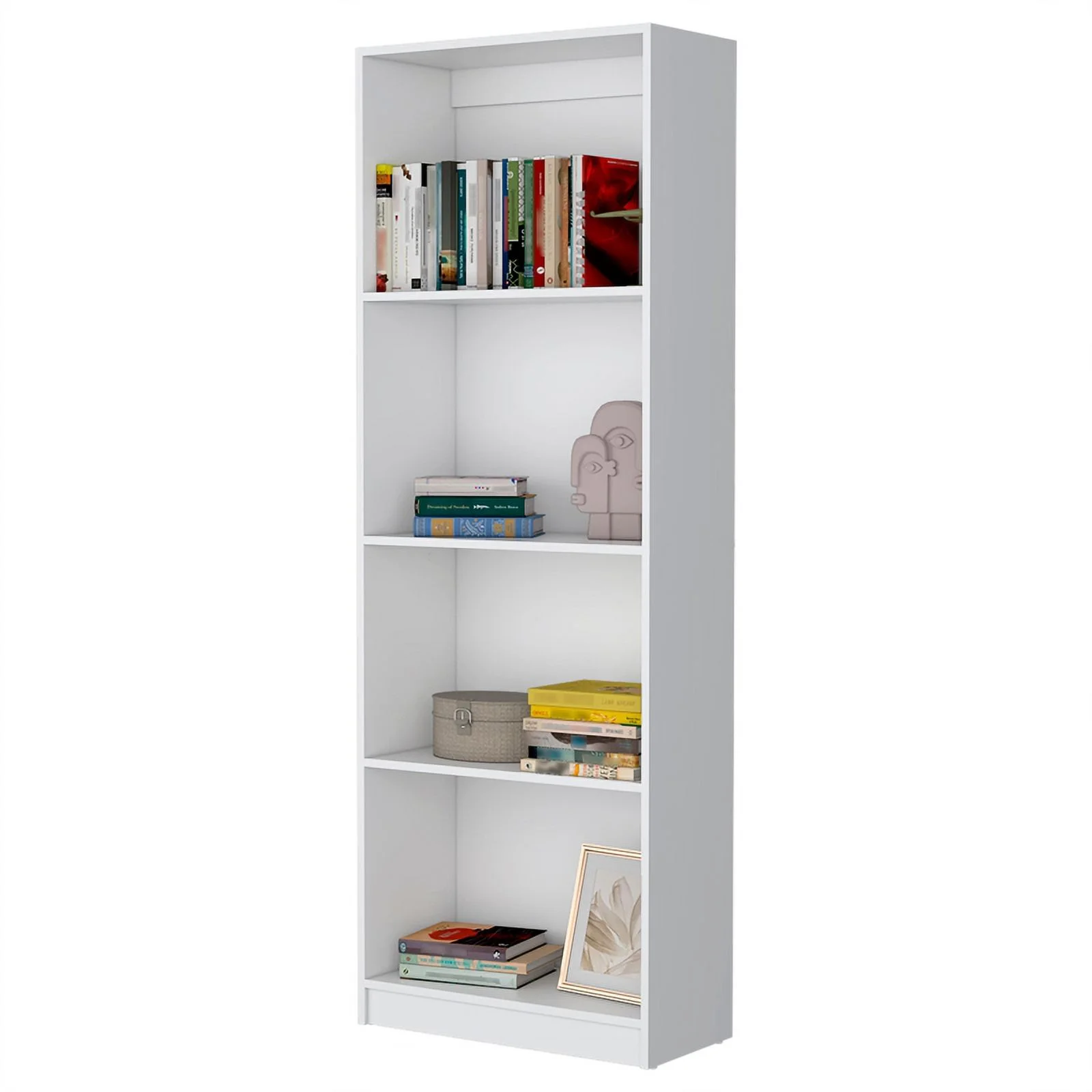 Home Square 2-Piece Set with Computer Desk and Wood Bookcase in White