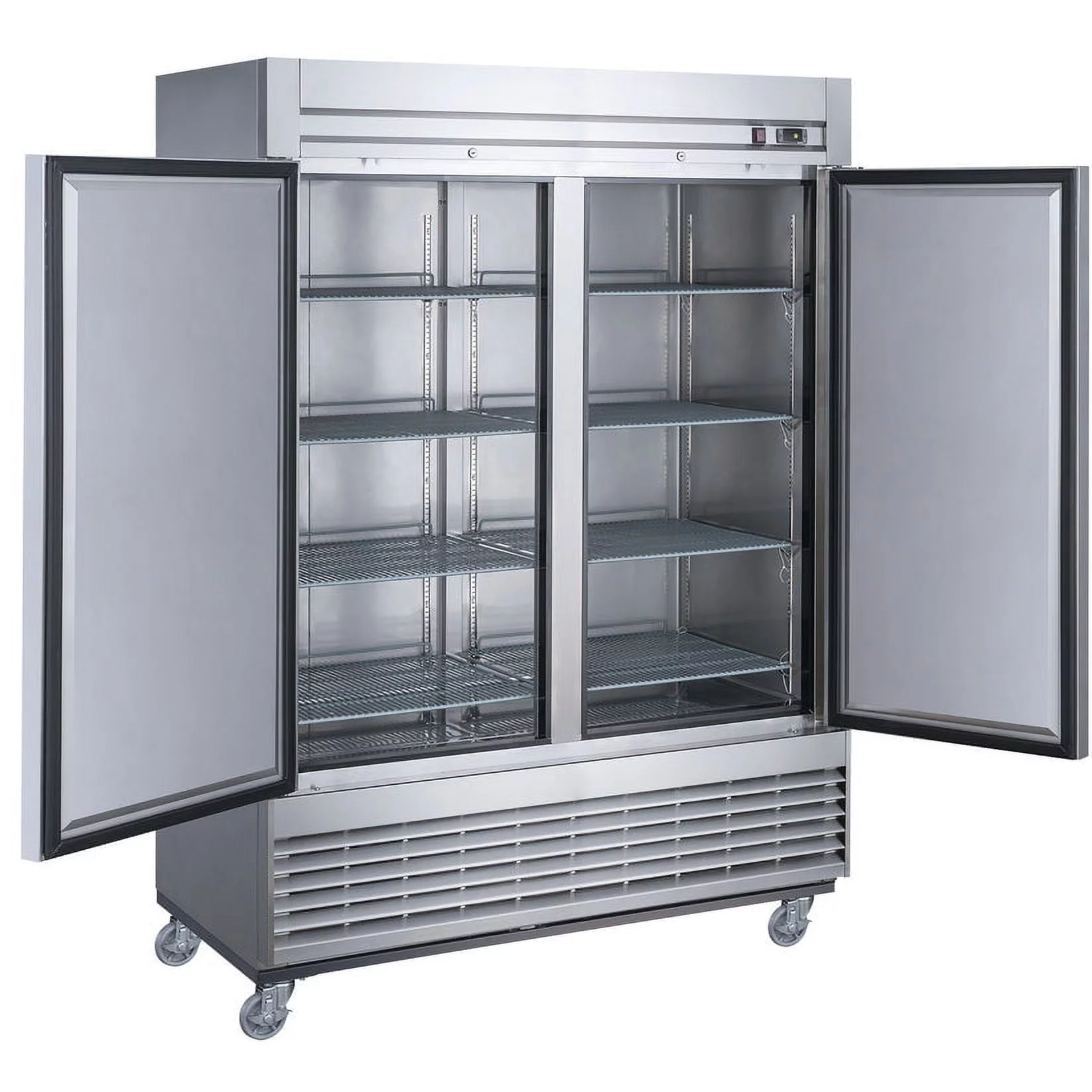 55 in. Auto-Defrost Two Door Commercial Upright Reach-in Freezer in Stainless Steel 40.7 Cu. Ft.