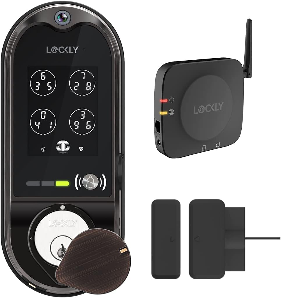 LOCKLY Vision Deadbolt with Video Doorbell Edition Smart Lock PGD798VB, Keyless Entry Door Lock with Fingerprint, Wi-Fi, APP