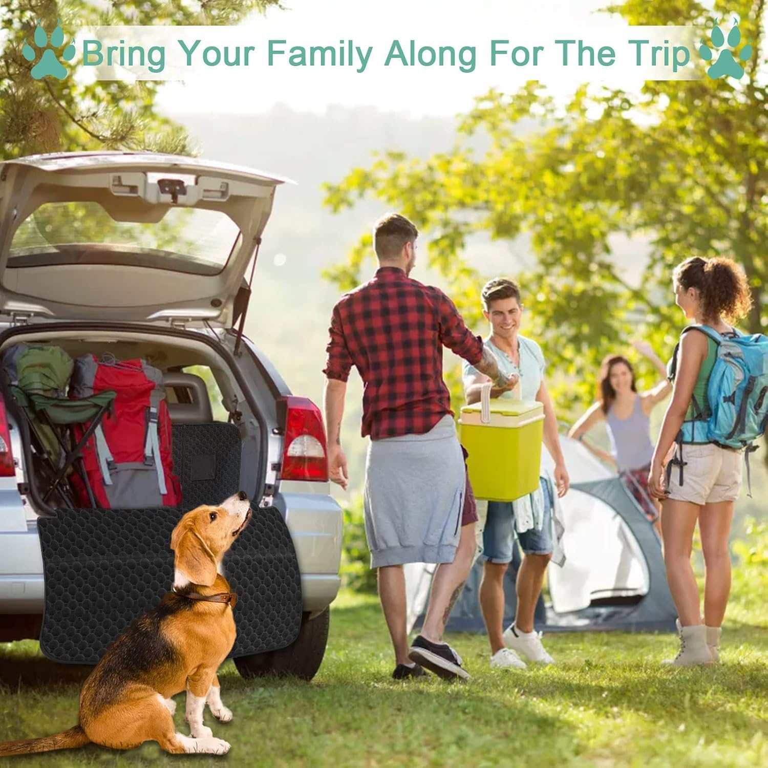 Mancro SUV Cargo Liner for Dogs, Waterproof Dog Cargo Liner for SUV Dog Seat Cover Mat with Zippers and 2 Large Pockets