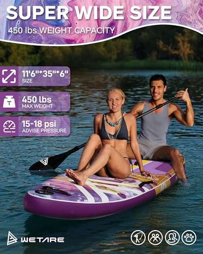 11'6"x35" Inflatable Paddle Board, 450lbs Extra Wide Stand Up Sup Board for Adults