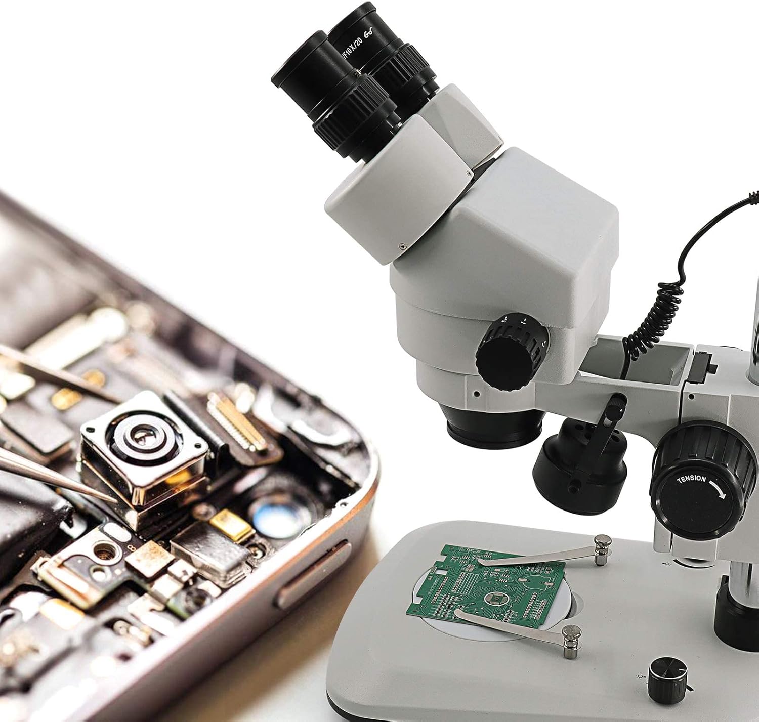 SWIFT Digital Professional Trinocular Stereo Zoom Microscope,WF10X Eyepieces,3.5X-90X Magnification,0.7X-4.5X Zoom Objective,56-Bulb LED Ring Light