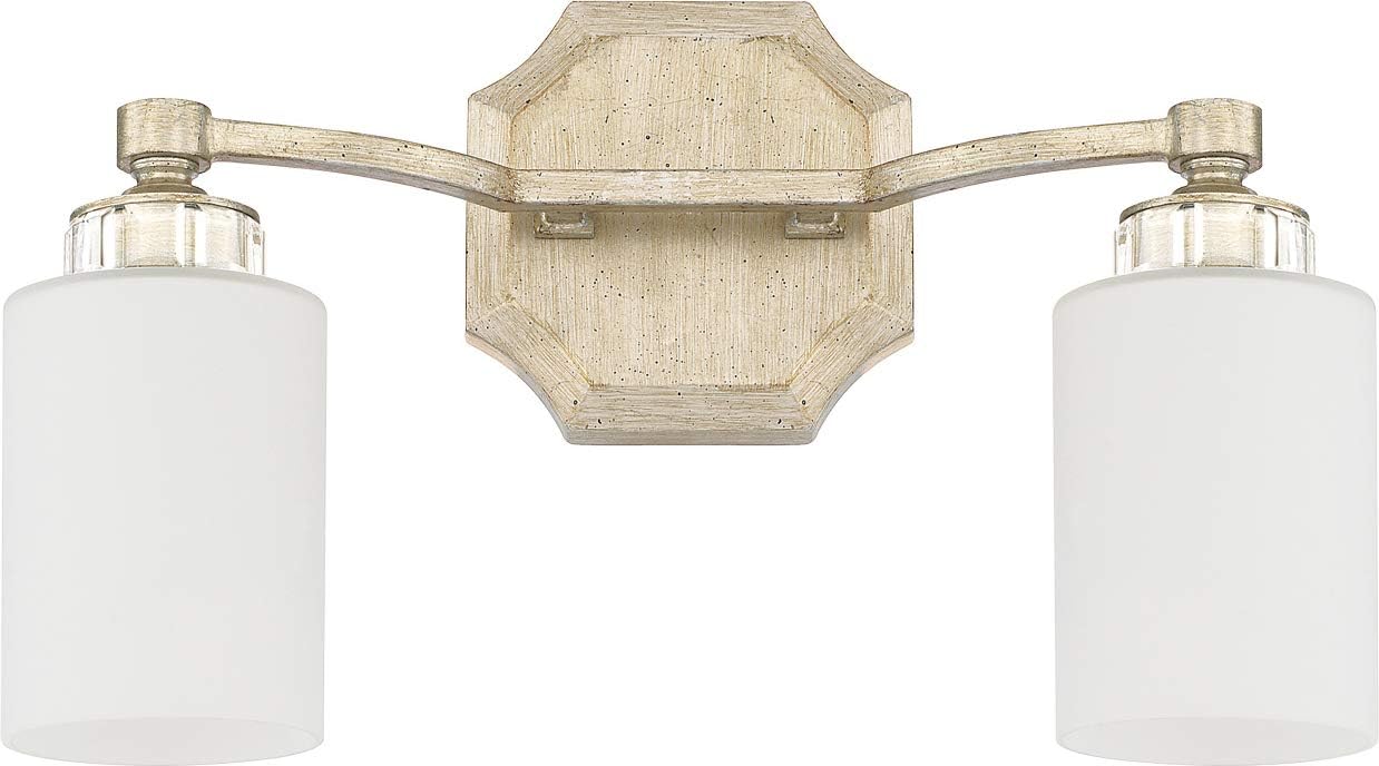Capital Lighting 119331BN-674 Dawson Decorative White Fabric Stay-Straight Shades Bath Vanity Wall Mount, 3-Light 180 Total Watts, 12H x 26W