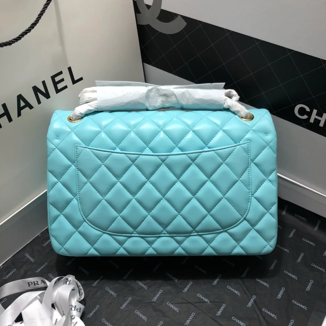 Chanel Large Classic Handbag Gold Hardware Blue For Women, Women&rsquo;s Handbags, Shoulder Bags 11.8in/30cm