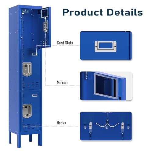 Metal Locker with 5 Doors,Lockers for Employees,66'' Steel Storage Locker for School,Gym, Office, Office,Garage