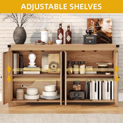 DWVO 55'' Sideboard Buffet Cabinet with Storage, Farmhouse Kitchen Storage Cabinet with Doors