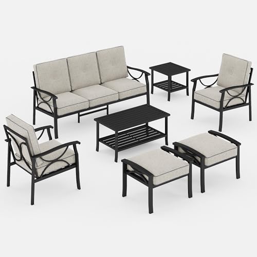 Wisteria Lane 5-Piece Outdoor Patio Furniture Set, Outdoor Metal Sectional Furniture with Cushions