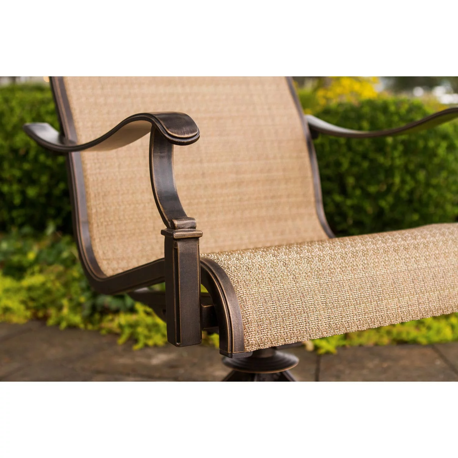 Cambridge Outdoor Legacy Seats 4 5-Piece Aluminum Dining Set with Four Swivel Rockers, Tan