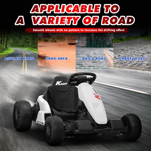 TOBBI 24V Go Kart Electric Drift Kart for Kids 4-16 Year, Ride on Car, 8 MPH Battery Powered Crazy Cart for Kids
