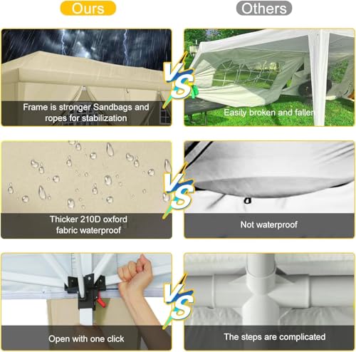 COBIZI Canopy 10x20 Pop Up Canopy Tent with 6 Sidewalls Party Tents for Parties Weddings Backyard Waterproof Canopy Outdoor Commercial Canopy Event