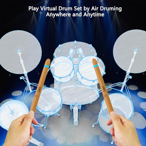 Virtual Air Drum Set Electric Drumsticks Air Drum Sticks 3rd Gen., Air Drum with Drumsticks, Pedals, Bluetooth and 8 Sounds