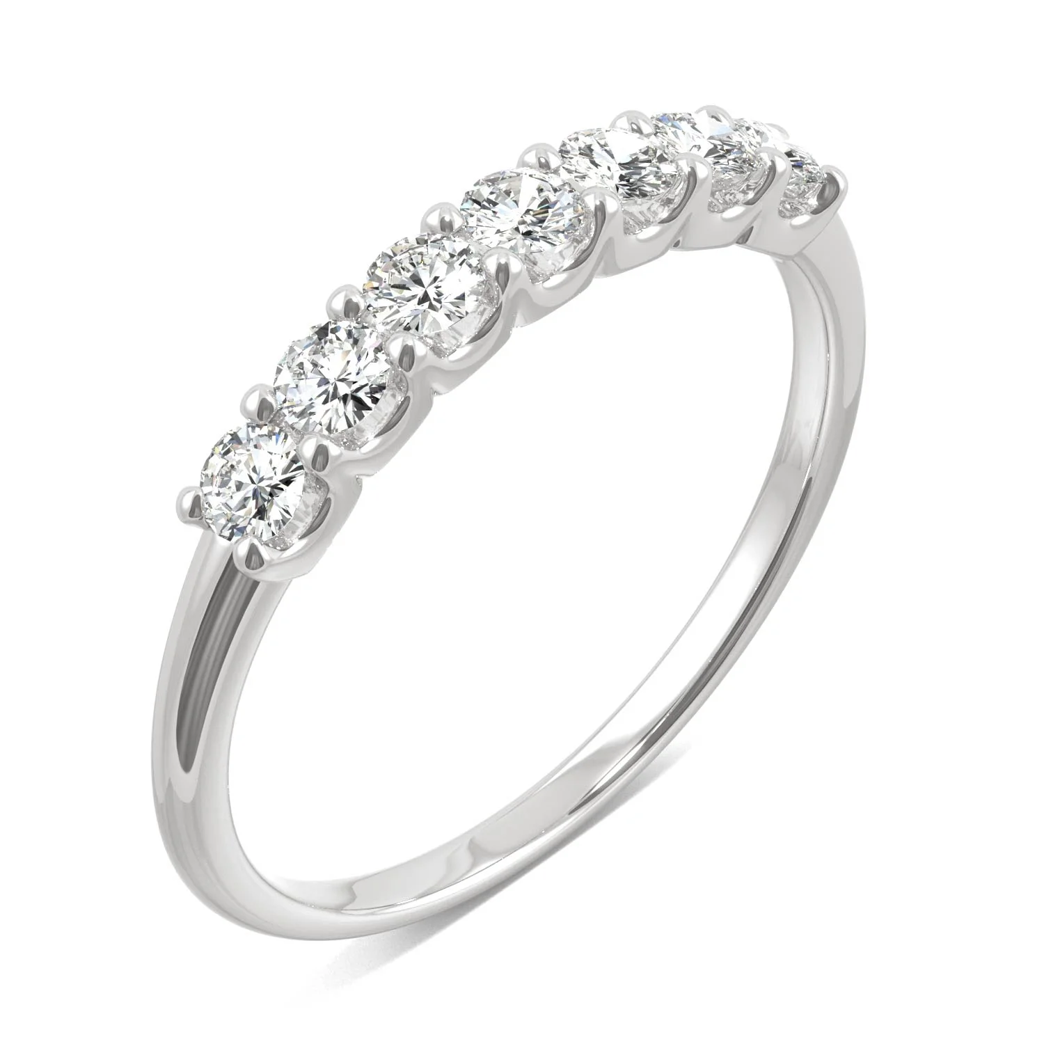 14K White Gold Moissanite by Charles & Colvard Seven Stone Anniversary Band 0.42 DEW