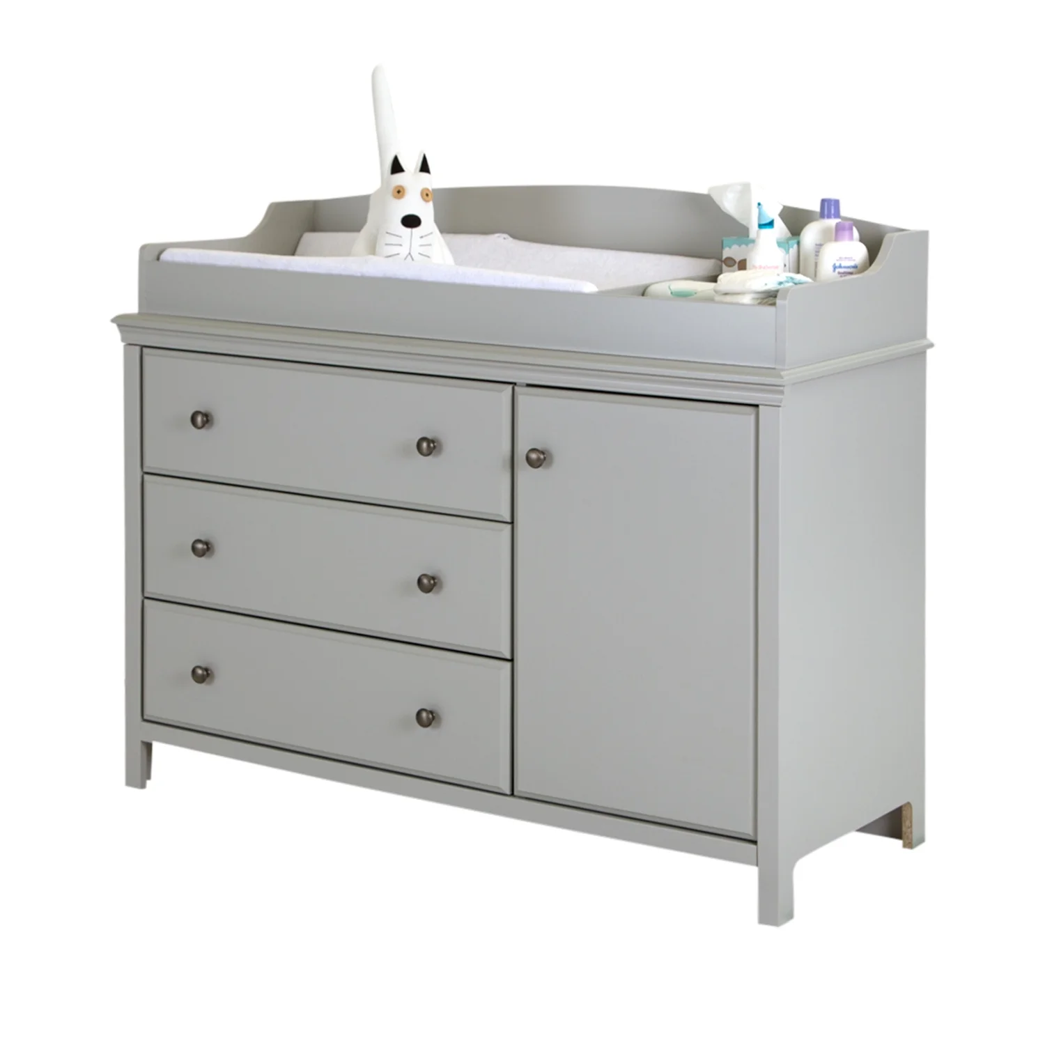 South Shore Furniture South Shore Cotton Candy Changing Table with Removable Changing Station, Soft Gray