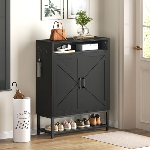 Shoe Storage Cabinet, Farmhouse Shoe Cabinet for Entryway, 6-Tier Shoe Organizer with Doors and Shelves