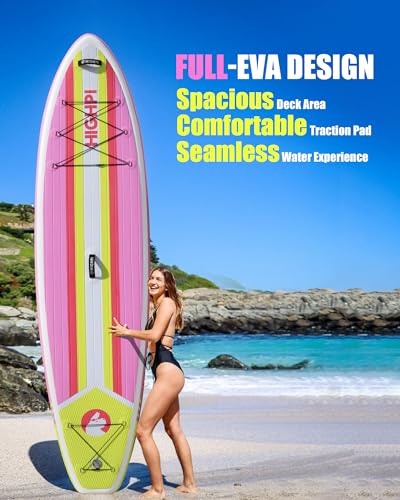 Highpi Inflatable Stand Up Paddle Board Premium SUP Accessories, Backpack, Wide Stance, Surf Control, Non-Slip Deck, Leash, Paddle and Pump