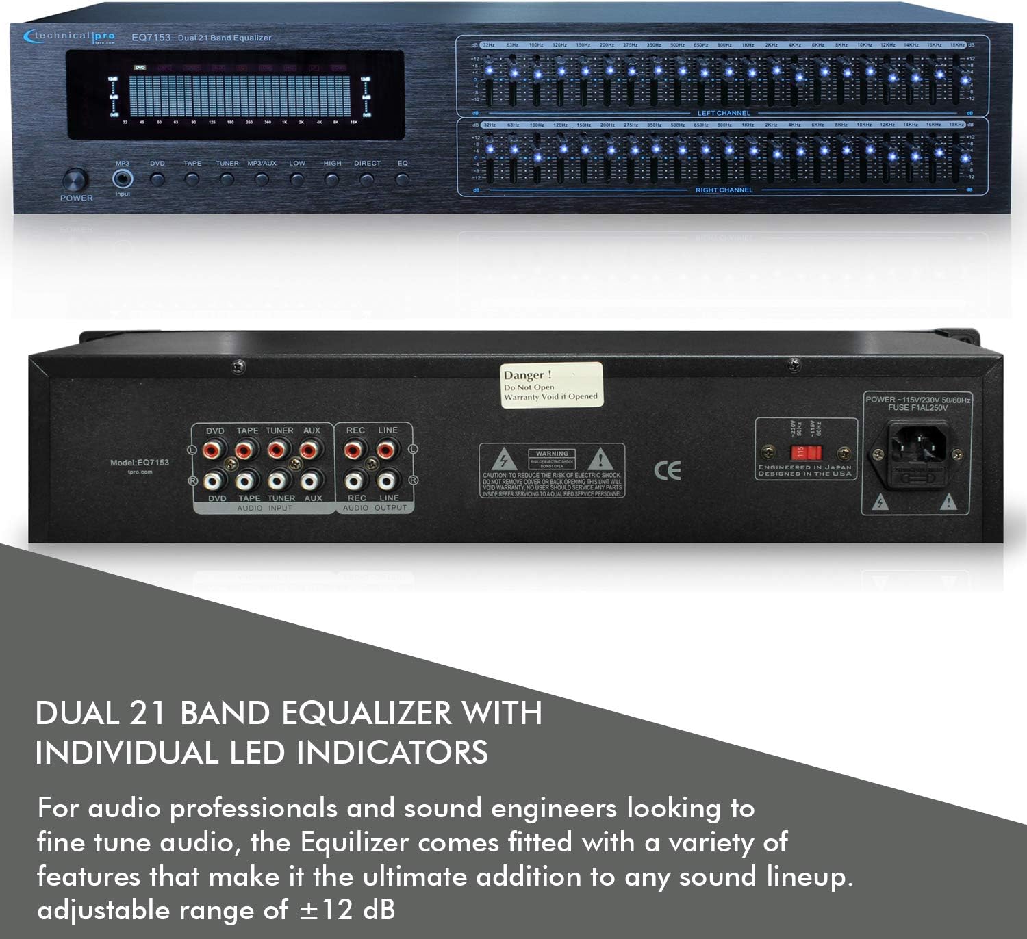 Technical Pro Dual 21 Band Professional Stereo Equalizer with Individual LED Indicators