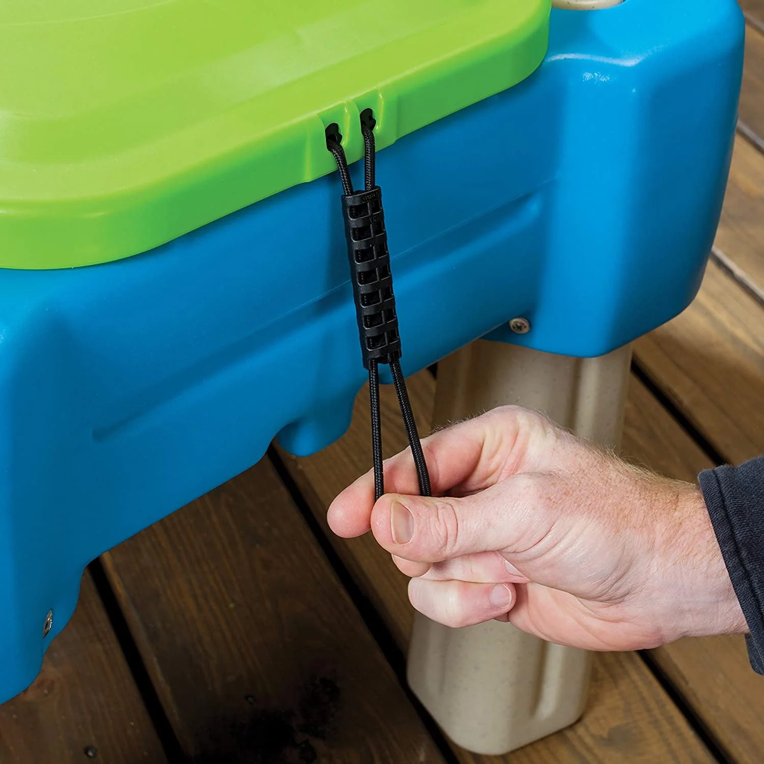 Step2 Cascading Cove Blue Plastic Sandbox and Water Table for Toddlers with Cover and Umbrella