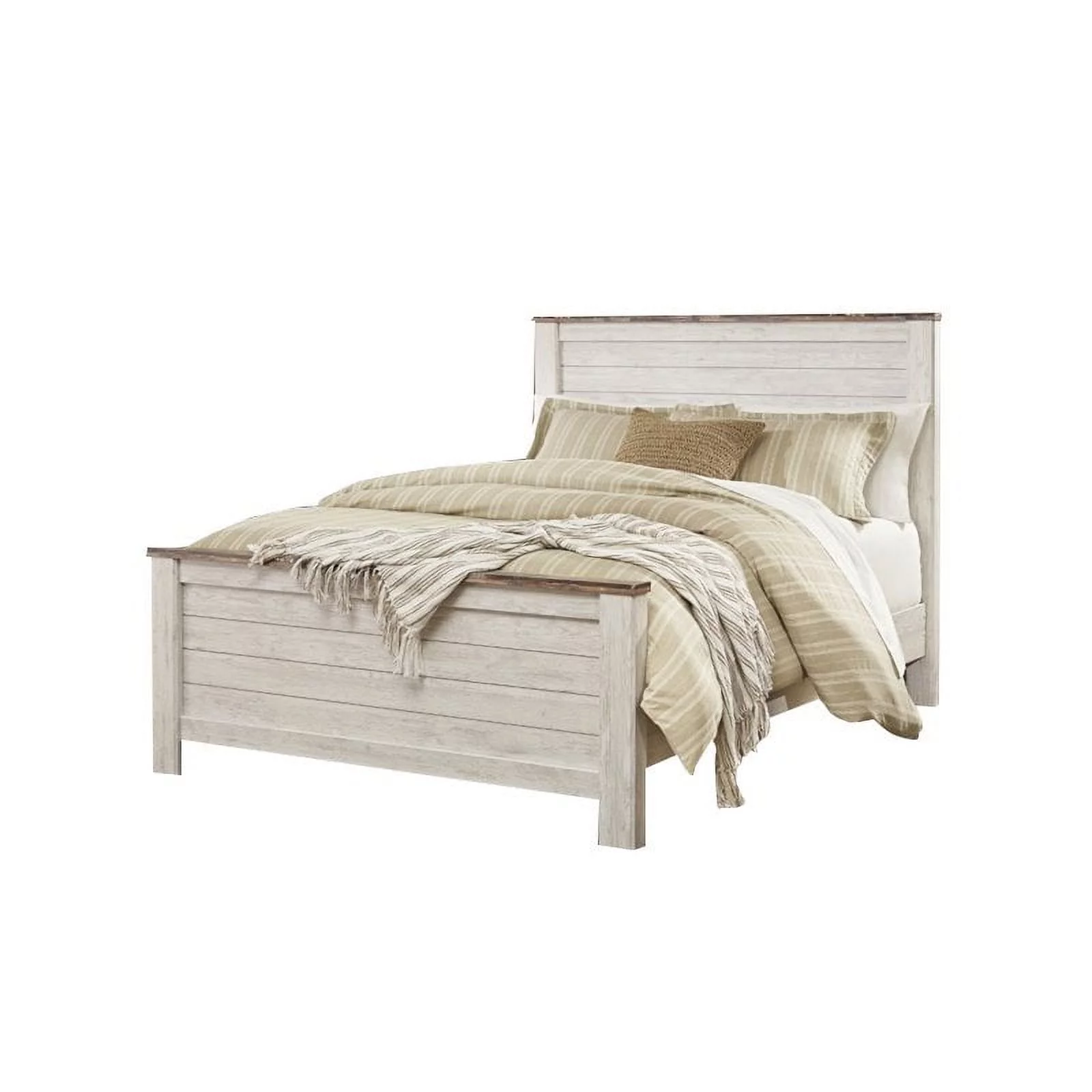 Ashley Furniture Willowton Queen Panel Bed in Whitewash
