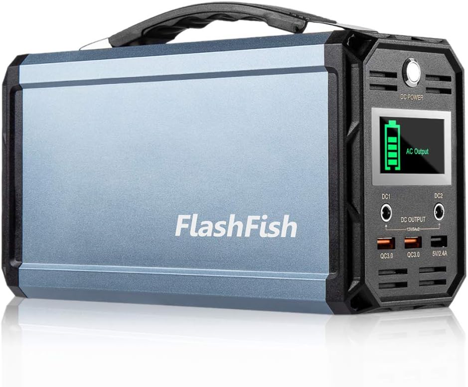 300W Solar Generator, FlashFish 60000mAh Portable Power Station Camping Potable Generator, CPAP Battery Recharged by Solar Panel/Wall Outlet/Car