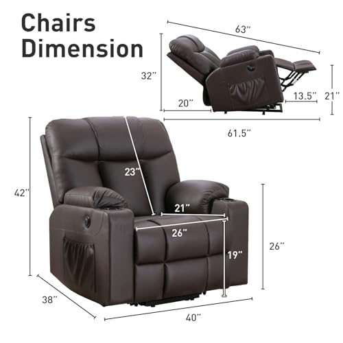 Bonzy Home Oversized Power Lift Recliner Chair for Elderly, Faux Leather Lift Chair with Heated and Massage