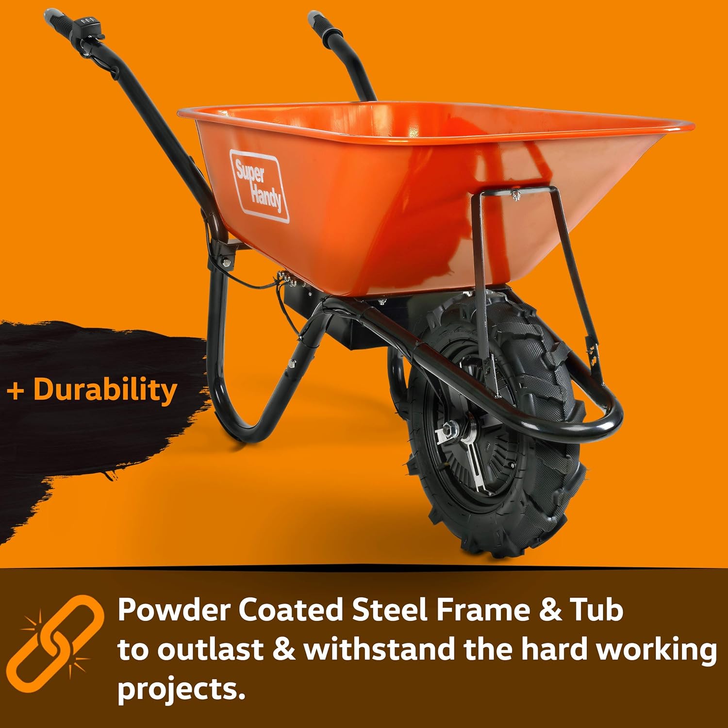 SuperHandy Wheelbarrow Electric Powered Utility Cart 24V 12Ah 500W 330LBS (150kgs) Capacity Material Debris Hauler