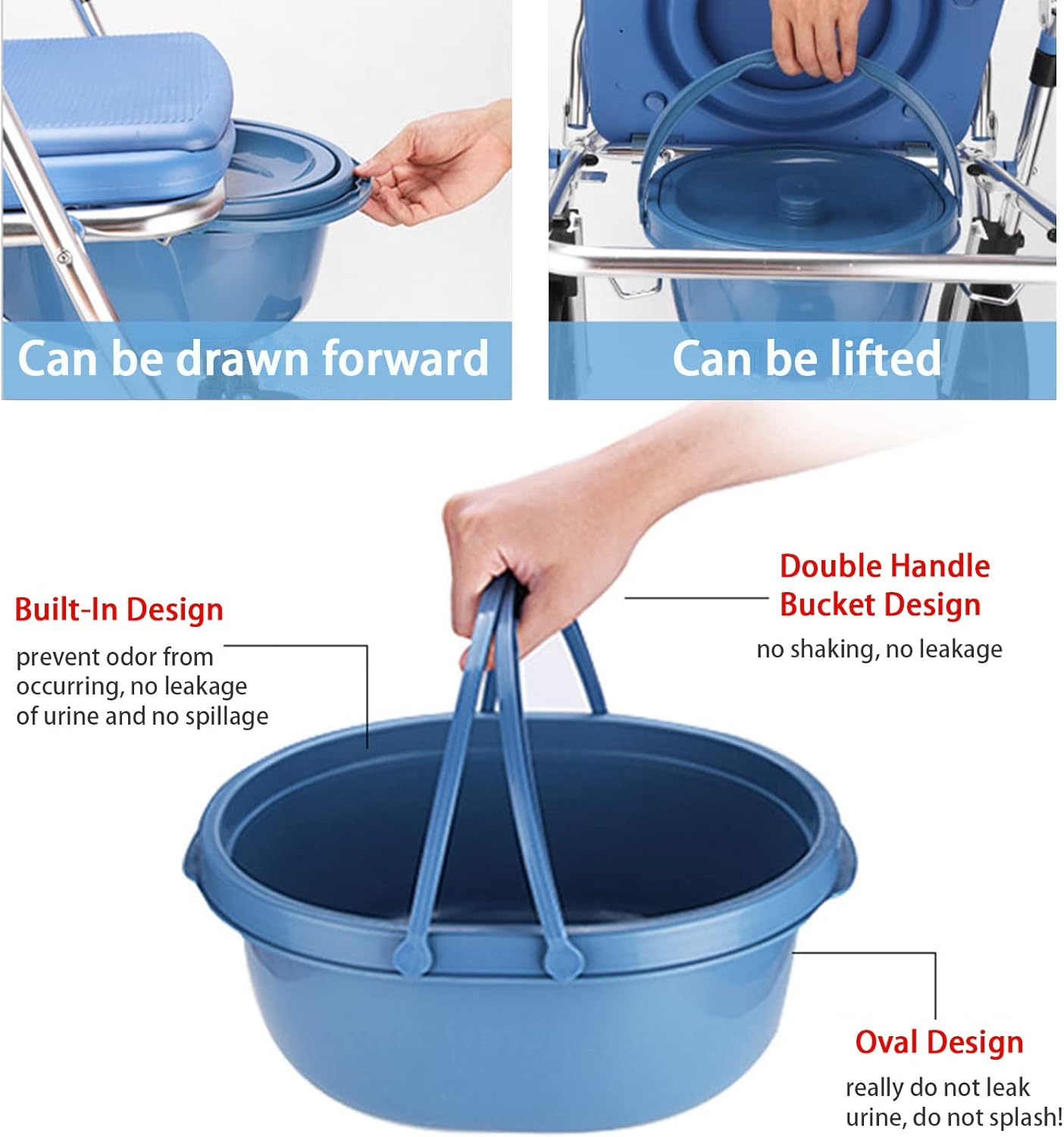 Shower Wheelchair, Commode Chair for Toilet with Arms Foldable, Commode Transport Chair with Wheels, Shower Wheelchair Commode