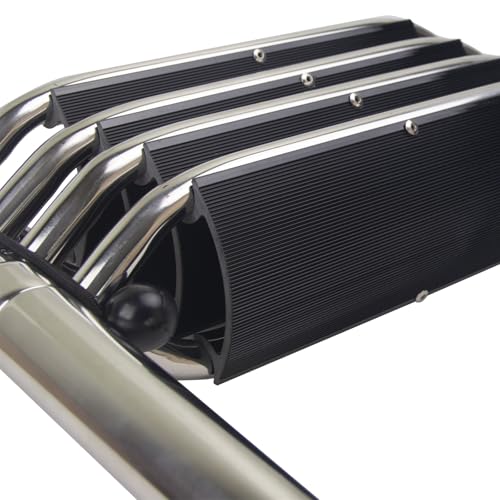 4-Step Heavy-Duty Stainless Steel Pontoon Boat Ladder with Extra Wide Steps & Handrails | Telescoping Folding Rear Entry Ladder, 600lbs Capacity