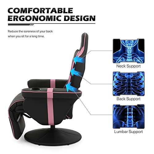 MoNiBloom Video Gaming Chair Racing Style Single Living Room Sofa Recliner with Detachable Headrest