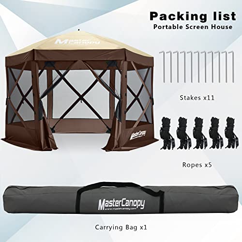 MASTERCANOPY 12x12FT Pop Up Gazebo Screen Tent - Instant Screen House with Netting, Quick Set, Outdoor Canopy Shelter with Carry Bag for Camping