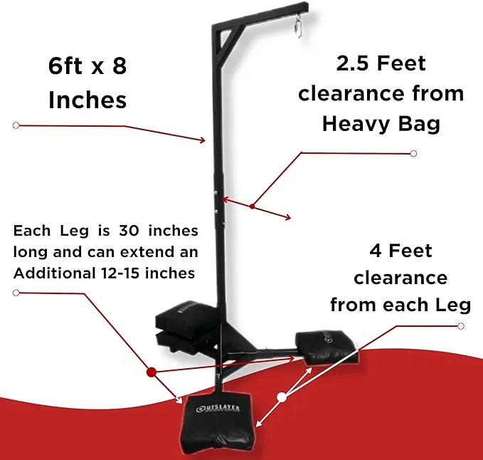 Heavy Duty Punching Bag Stand - 7.8ft / 6.8ft Heavy Bags up to 350lbs - Made in USA - Filled or Unfilled Sandbags - Easy Assembly