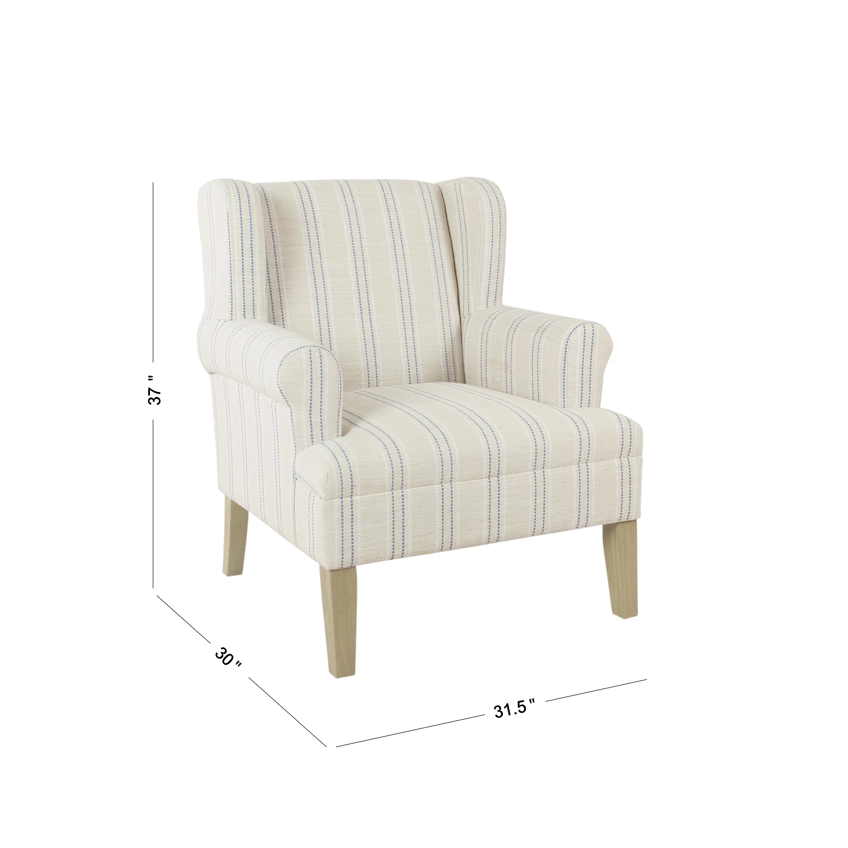 HomePop Emerson Wingback Accent Chair - Blue and Off-White Striped