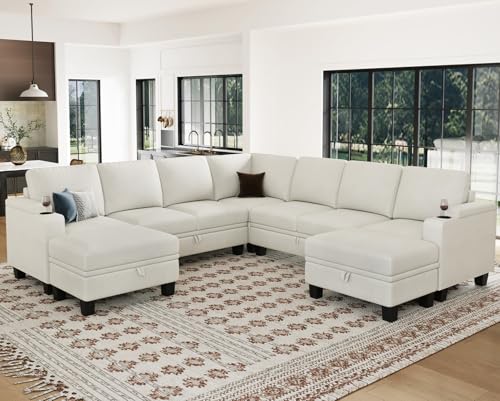 Belffin Modular Sectional Sofa Couch with Storage U Shape Convertible Corner Couches for Living Room Dark Grey Couch