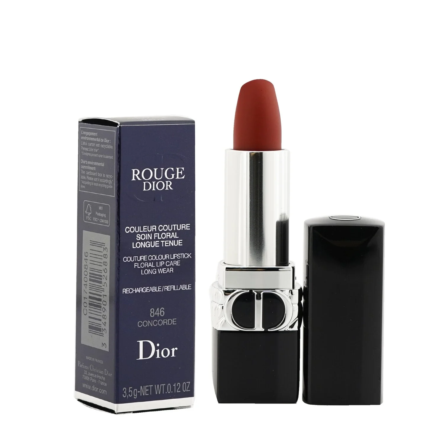 Christian Dior Rouge Dior Couture Colour Refillable Lipstick - # 766 Rose Harpers (Satin)  3.5g/0.12oz