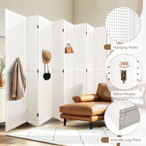 Osparple Room Divider with Shelves 6 Panel Wooden Folding Room Dividers Privacy Screen Wall Divider for Room Separation for Office and Apartment