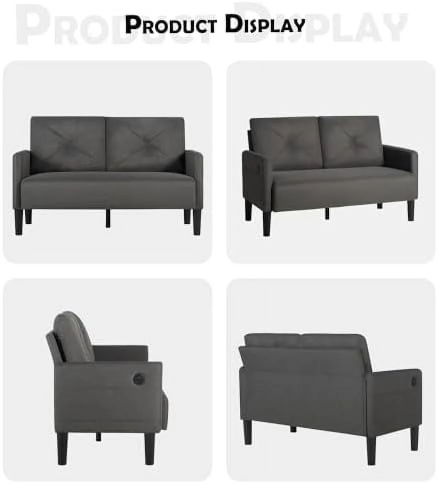 RUNFAYBIU 56" Sofa Couch  Comfy Loveseat w/Charger Port &amp