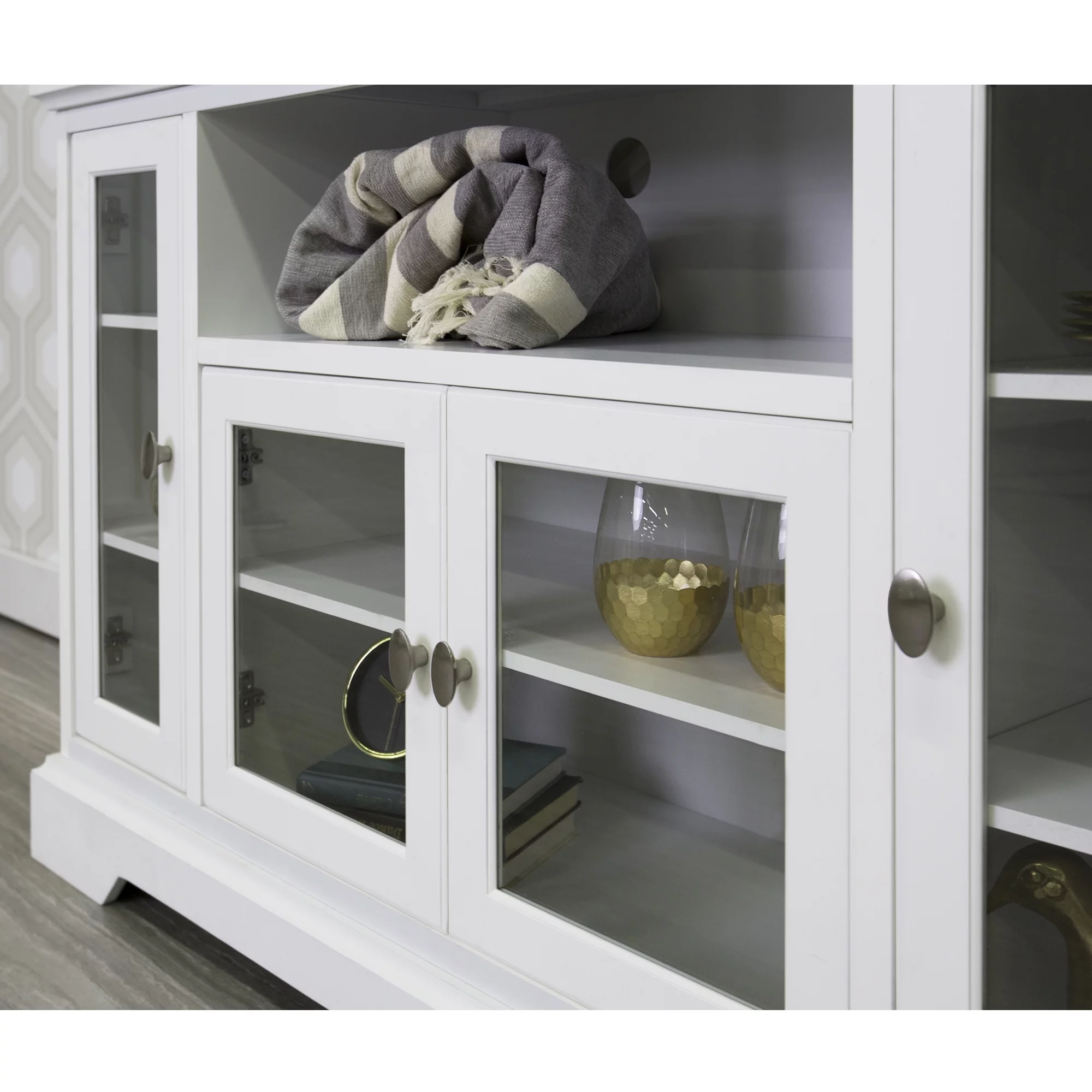 Walker Edison Highboy-Style Wood Media Storage TV Stand Console for TVs up to 55", White