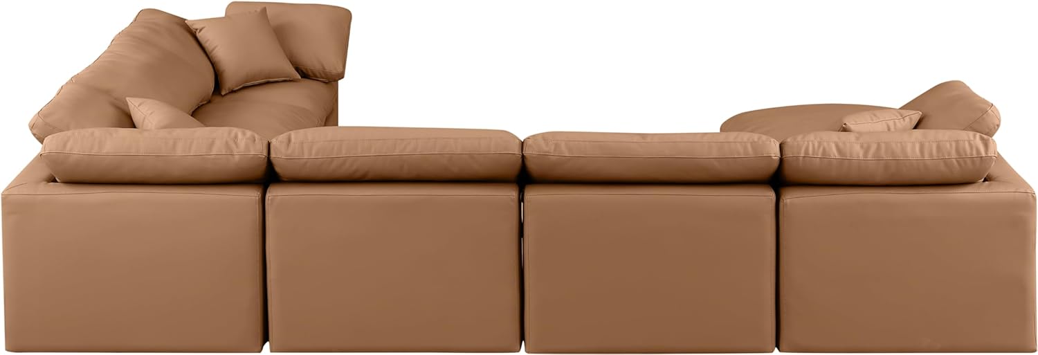 Meridian Furniture Indulge Collection Modern | Contemporary Sectional with Soft Durable Vegan Leather, Fiber-Filled Cushions, Modular